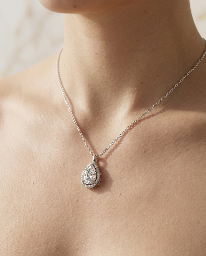 3.56 ct Diamond Pendant — 14k White Gold