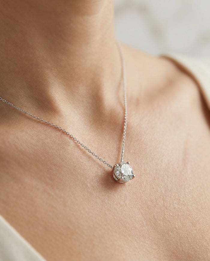 4.07 ct Diamond Pendant — 14k White Gold