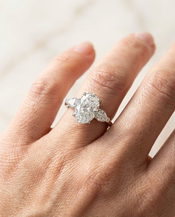 3.35 ct Diamond Three-Stone Ring — 14k White Gold
