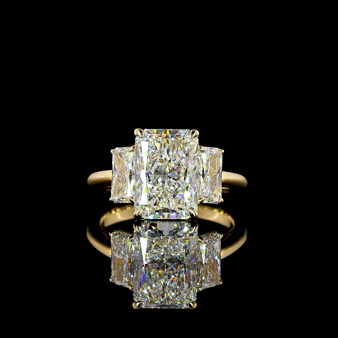 3.34 ct Diamond Three-Stone Ring — 18k Yellow Gold