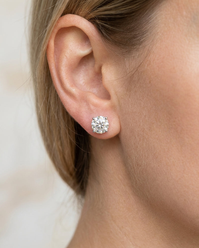 Round Diamond Earrings · E–F Colour — 14k White Gold