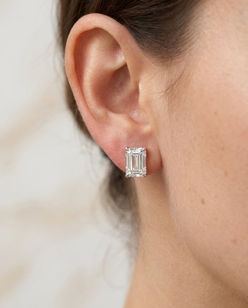 4.09 ct Diamond Stud Earrings — 14k White Gold