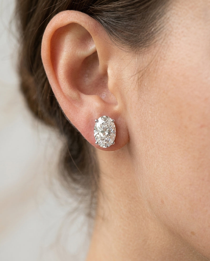 3.4 ct Diamond Stud Earrings — 14k White Gold