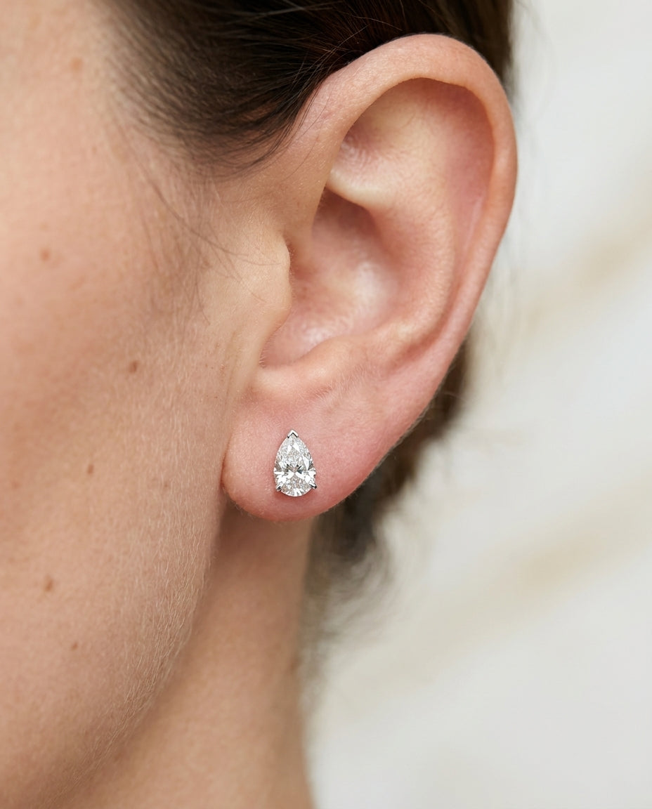 2.48 ct Diamond Stud Earrings — 14k White Gold
