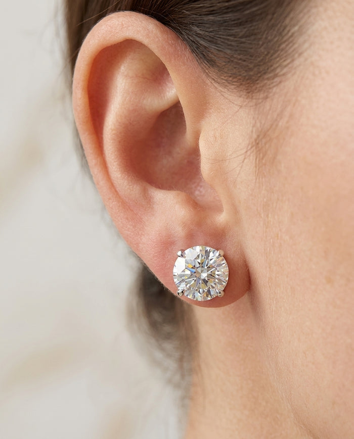5.43 ct Diamond Stud Earrings — 14k White Gold