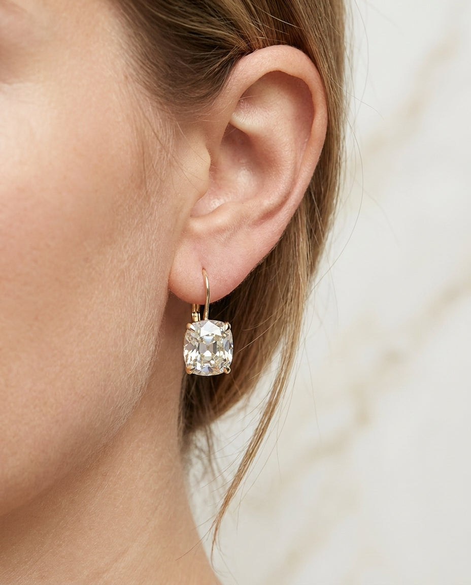 4.07 ct Diamond Drop Earrings — 14k Yellow Gold