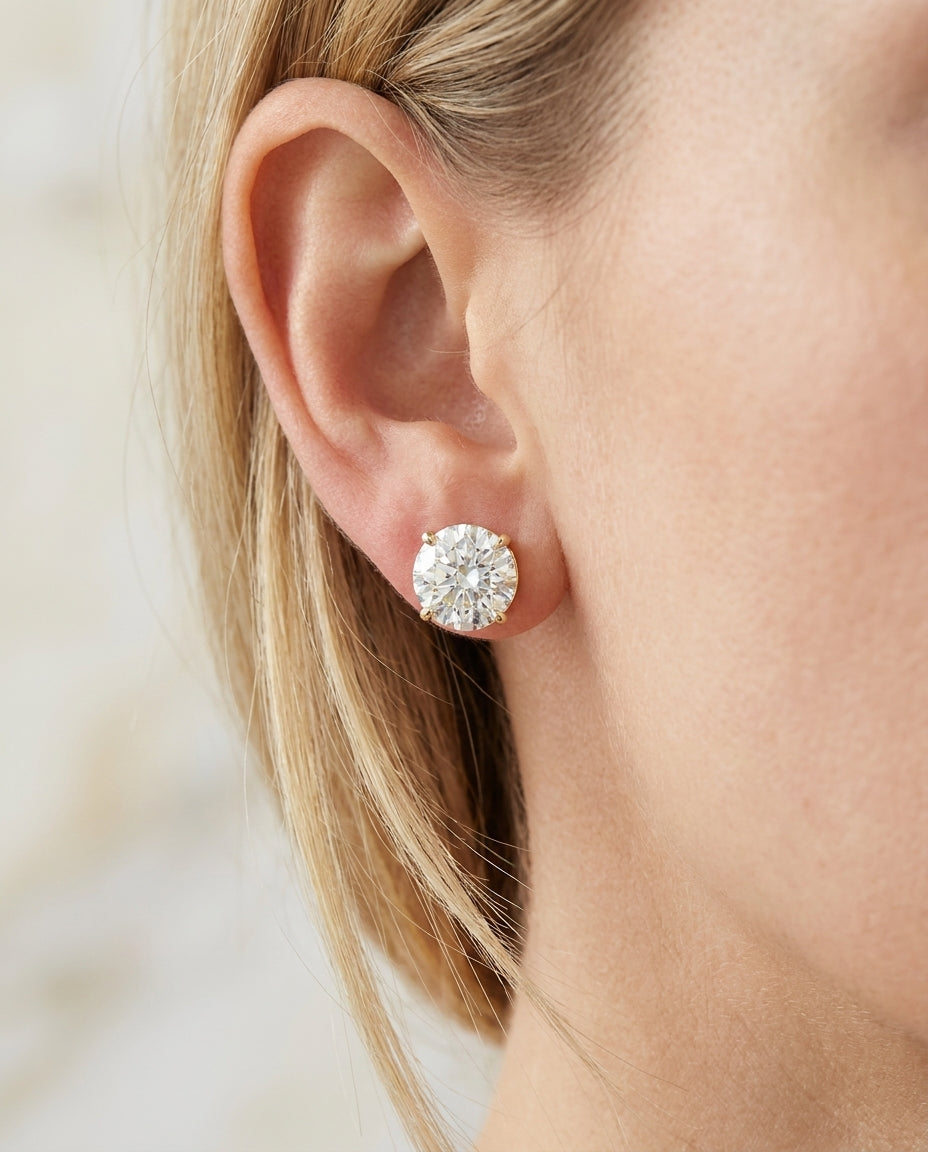 7.01 ct Diamond Earrings — 14k Yellow Gold