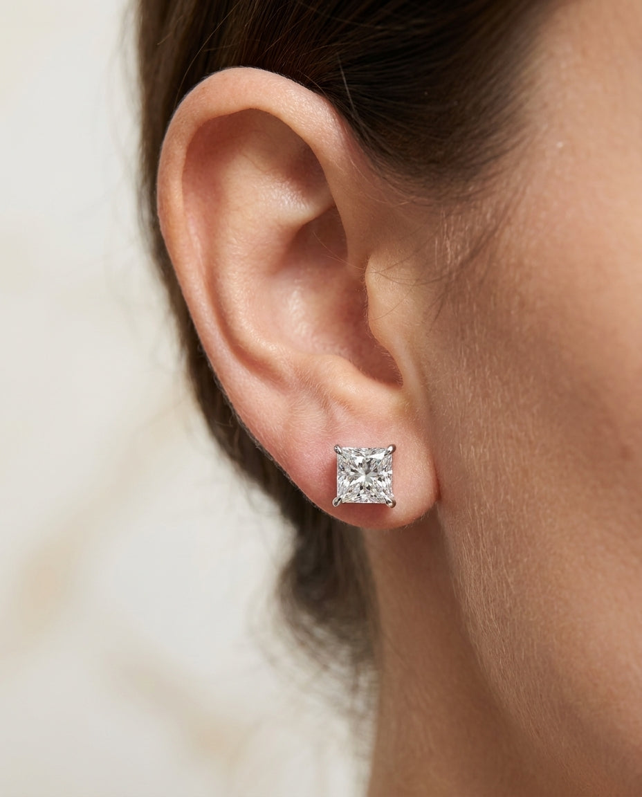 1.01 ct Diamond Stud Earrings — 18k White Gold