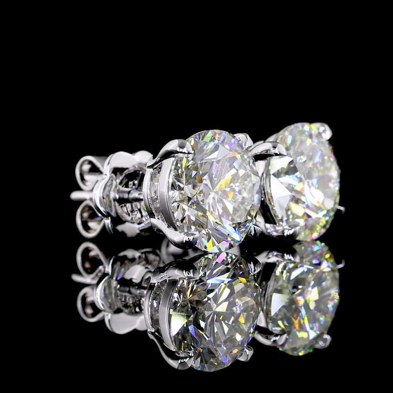 5.43 ct Diamond Stud Earrings — 14k White Gold