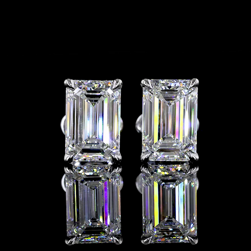4.09 ct Diamond Stud Earrings — 14k White Gold