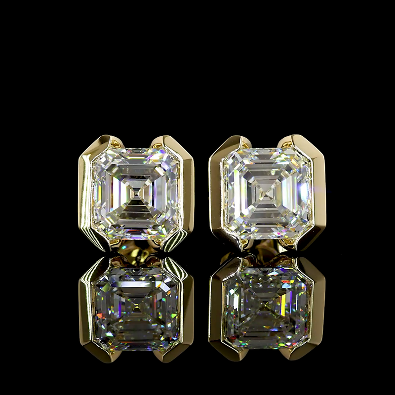 6.09 ct Diamond Stud Earrings — 14k Yellow Gold
