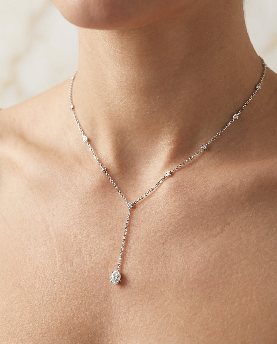 1.52 ct Diamond Necklace — 14k White Gold