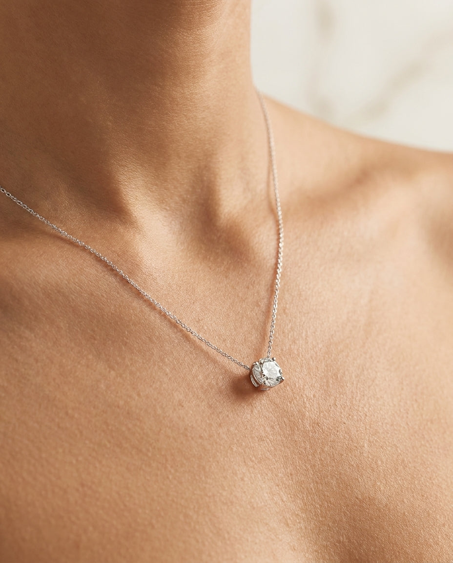 1.56 ct Diamond Pendant — 14k White Gold