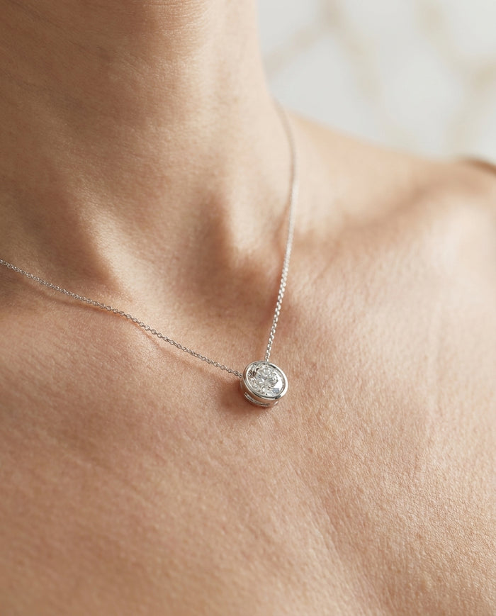4.02 ct Diamond Pendant — 14k White Gold