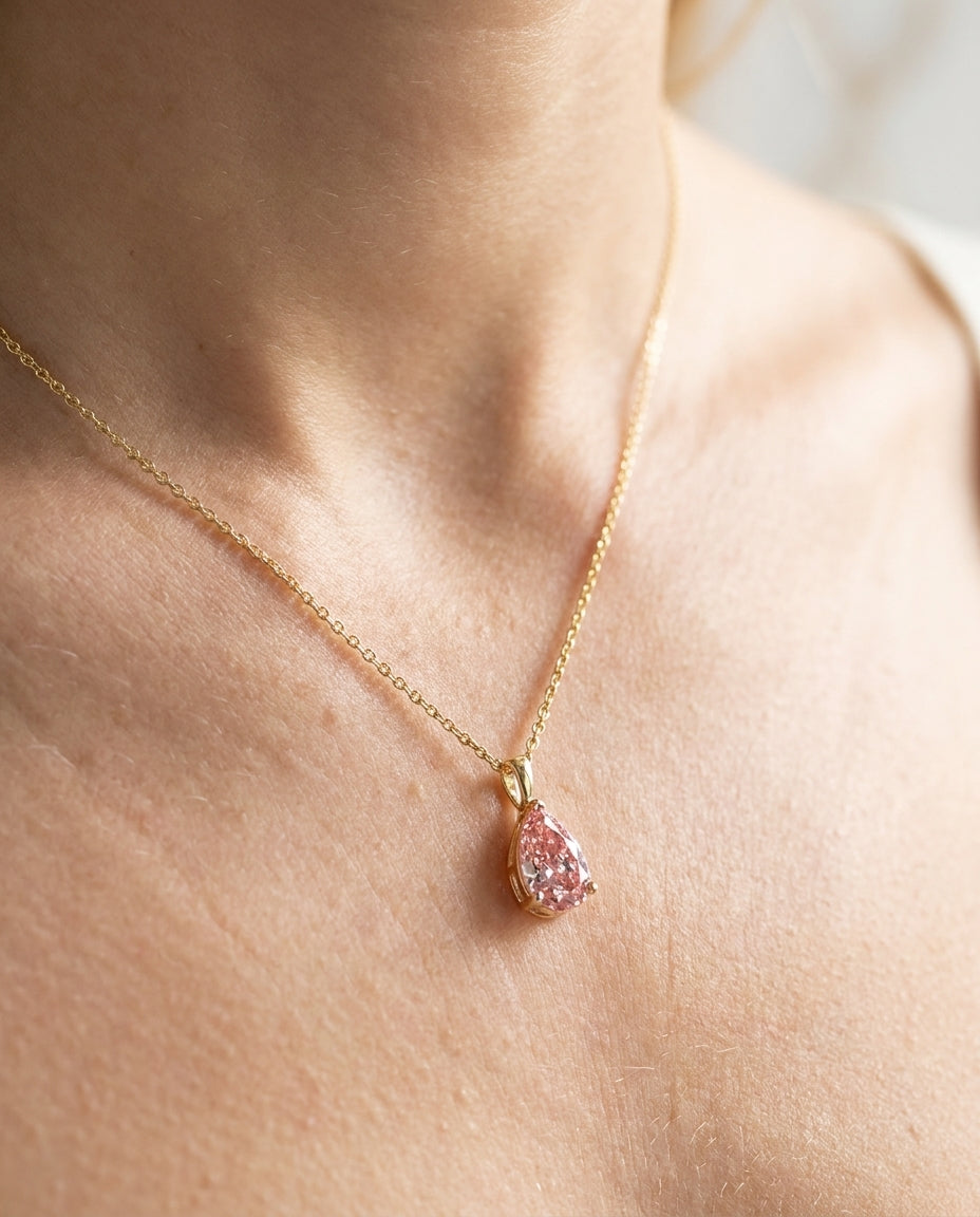 1.12 ct Fancy Vivid Pink Diamond Pendant — 14k Yellow Gold