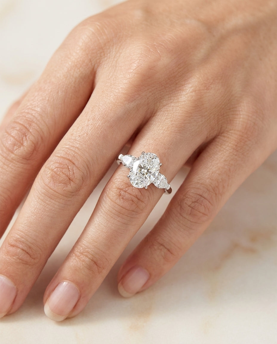 2.58 ct Diamond Three-Stone Ring — 14k White Gold