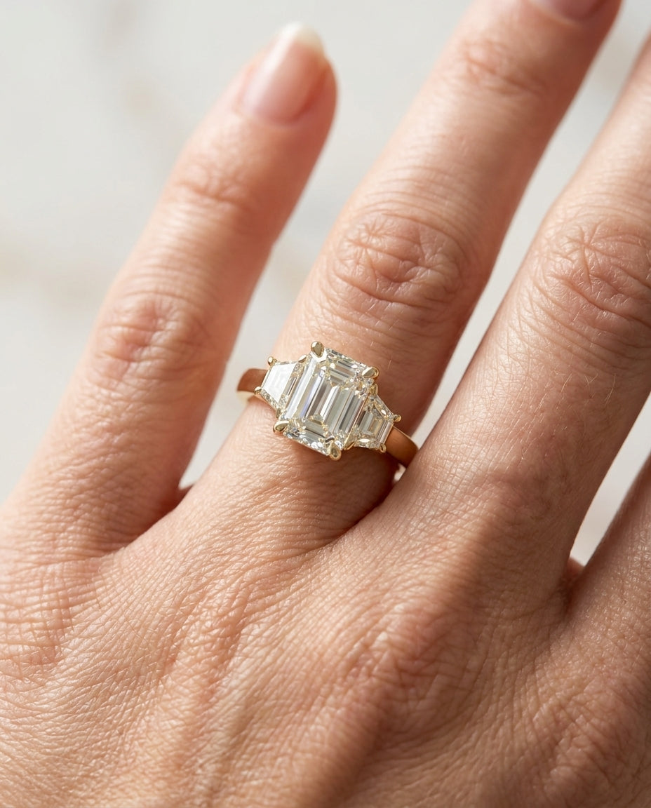 1.74 ct Diamond Three-Stone Ring — 14k Yellow Gold