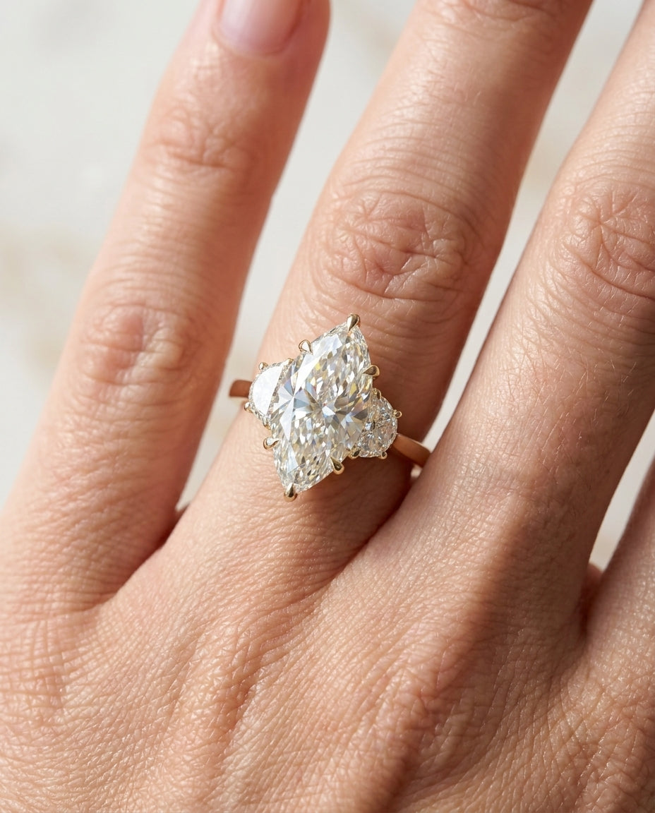 3.7 ct Diamond Three-Stone Ring — 14k Yellow Gold
