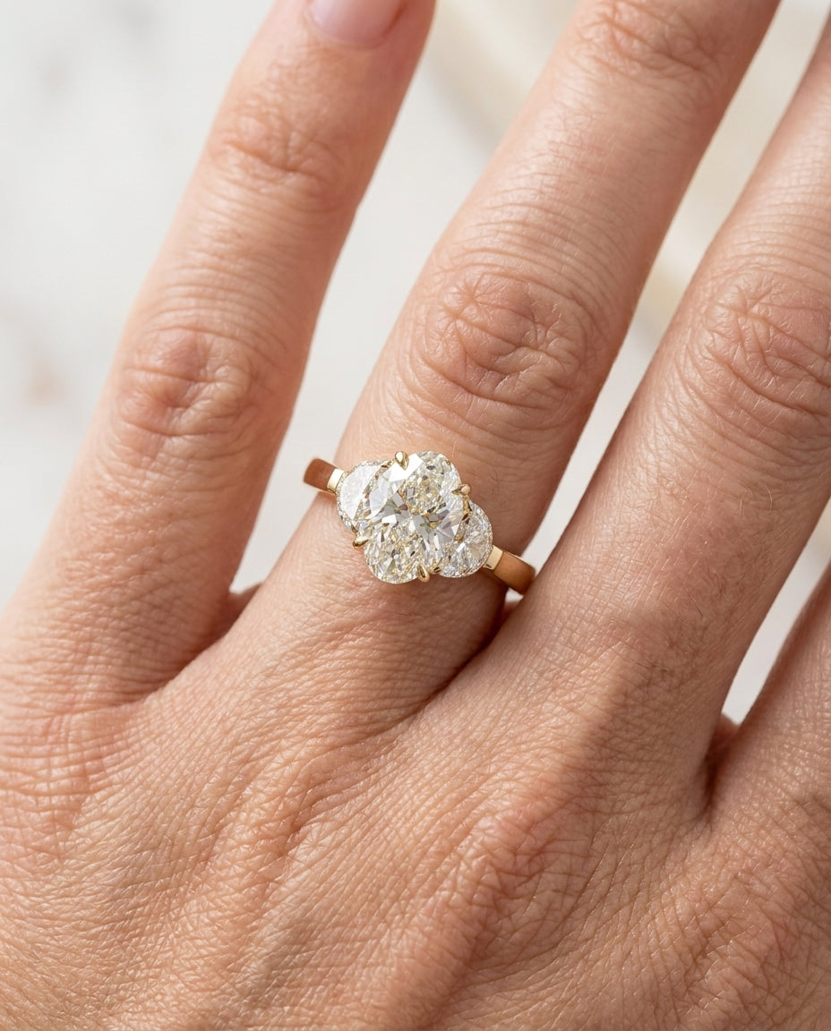 2.15 ct Diamond Three-Stone Ring — 14k Yellow Gold