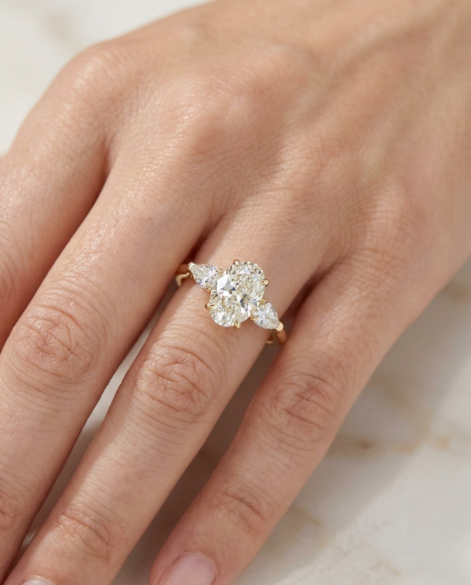 2.05 ct Diamond Three-Stone Ring — 14k Yellow Gold