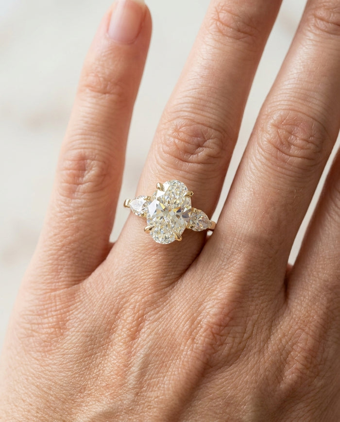 3.23 ct Diamond Three-Stone Ring — 14k Yellow Gold