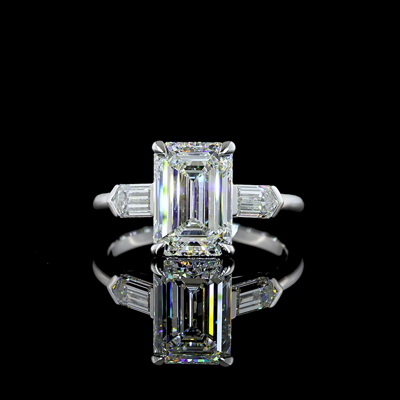 3.81 ct Diamond Three-Stone Ring — 14k White Gold