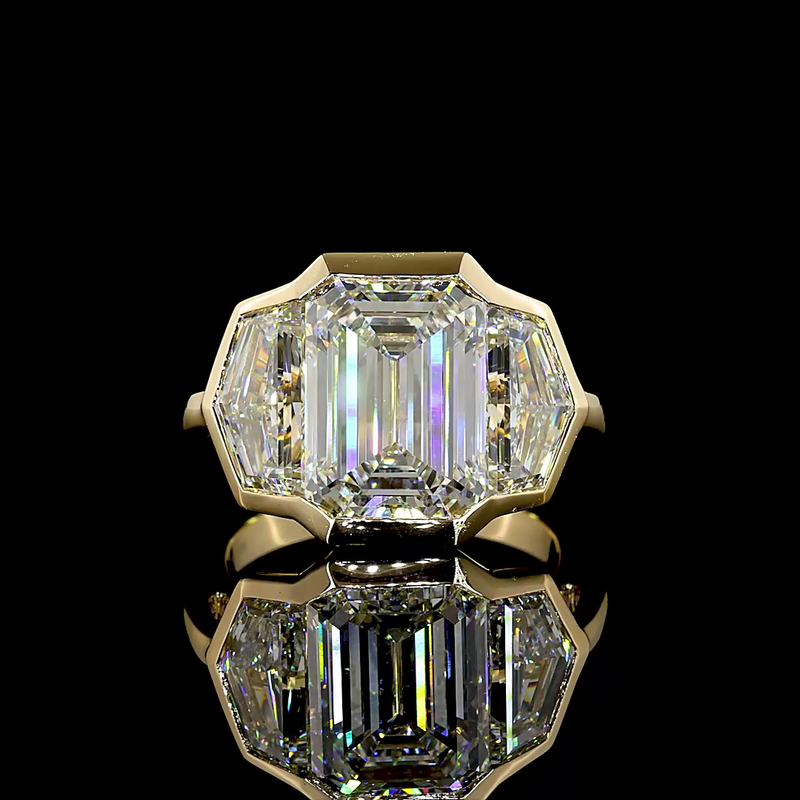 8.98 ct Diamond Three-Stone Ring — 14k Yellow Gold