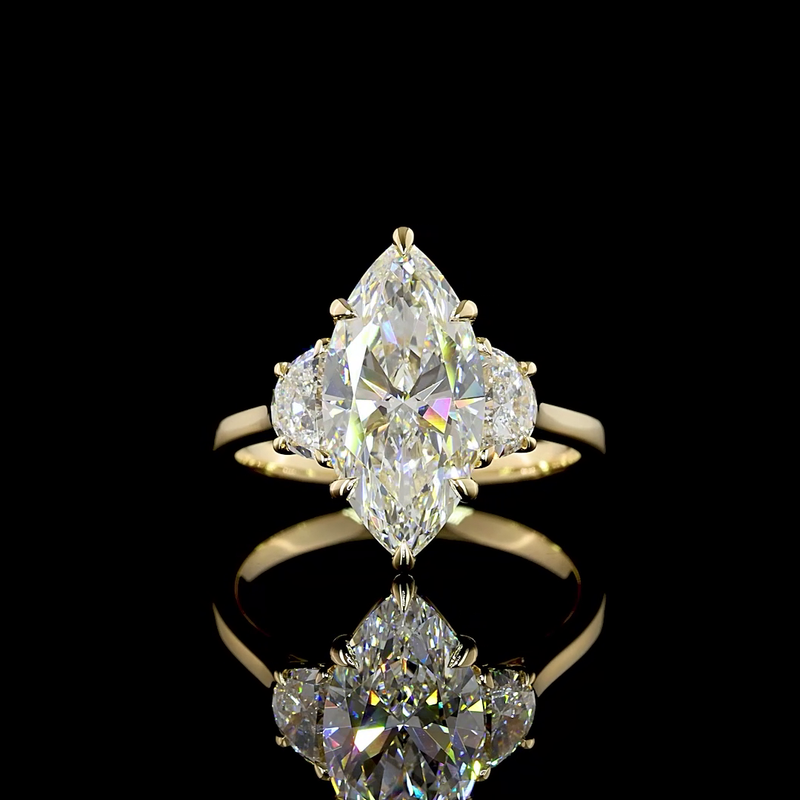 3.7 ct Diamond Three-Stone Ring — 14k Yellow Gold