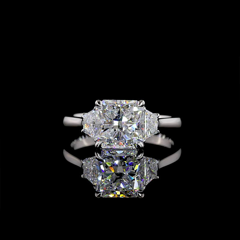 3.74 ct Diamond Three-Stone Ring — Platinum