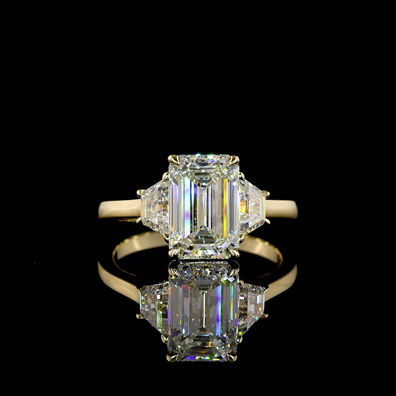 3.48 ct Diamond Three-Stone Ring — 14k Yellow Gold