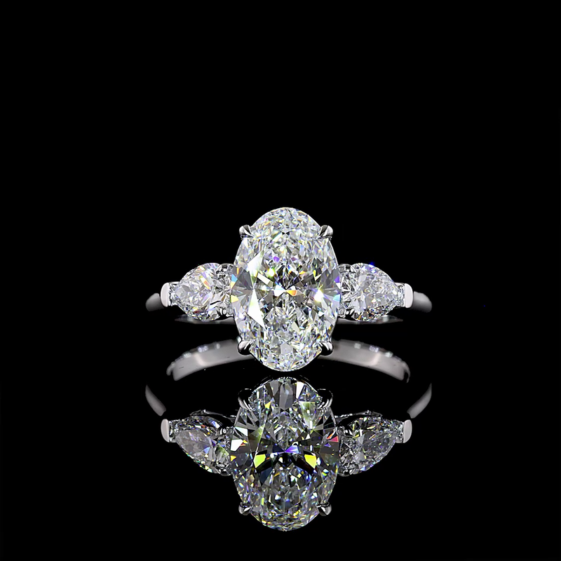 2.58 ct Diamond Three-Stone Ring — 14k White Gold