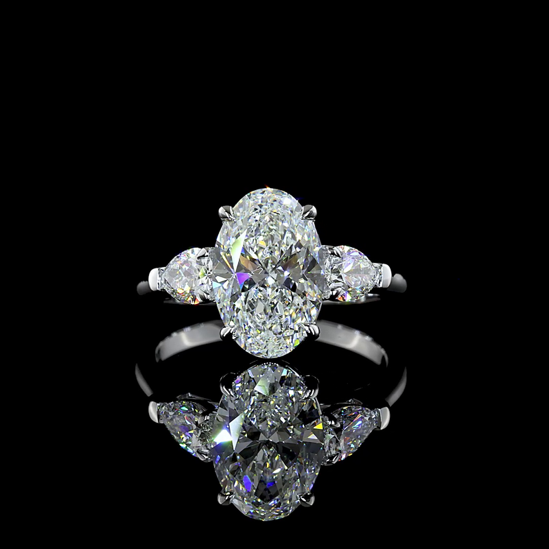 3.35 ct Diamond Three-Stone Ring — 14k White Gold