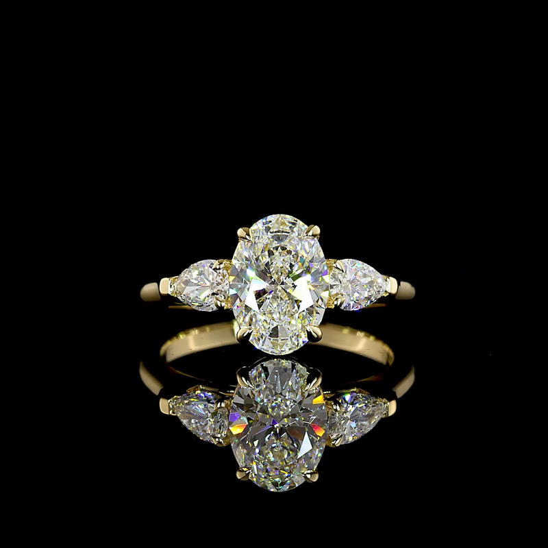 2.05 ct Diamond Three-Stone Ring — 14k Yellow Gold