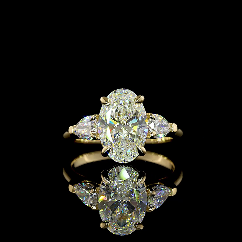 3.23 ct Diamond Three-Stone Ring — 14k Yellow Gold