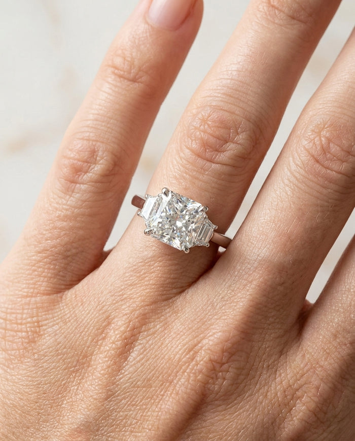 3.74 ct Diamond Three-Stone Ring — Platinum
