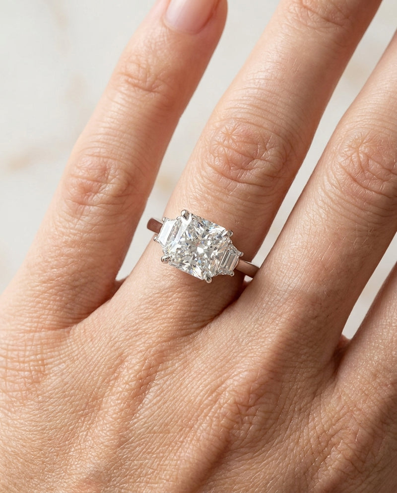 3.74 ct Diamond Three-Stone Ring — Platinum